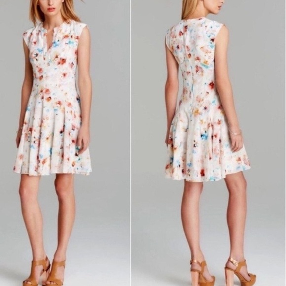 Rebecca Taylor Poppy Print 100% Silk Godet Lined Dress Size 8 - Picture 1 of 16